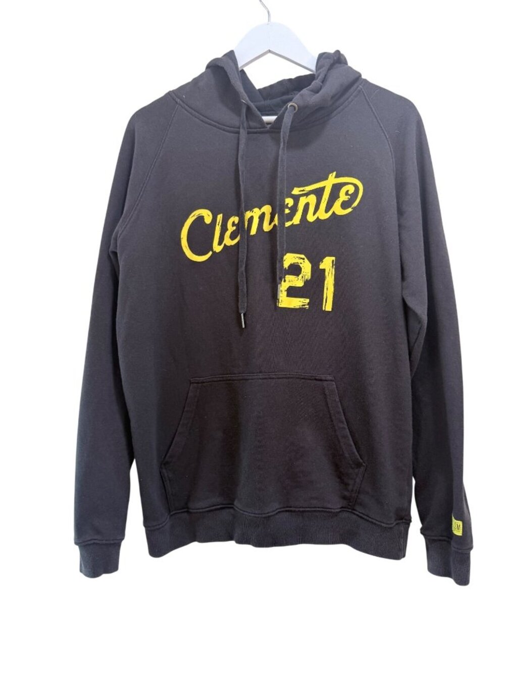 Hand Drawn Clemente Script 21 Baseballism Black Hoodie Large